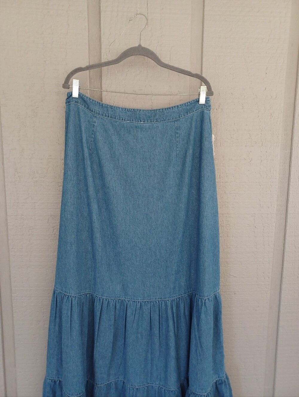 Spell Bombshell Patchwork Maxi Skirt Size XXL Cotton High Rise Boho Chambray - Picture 6 of 12